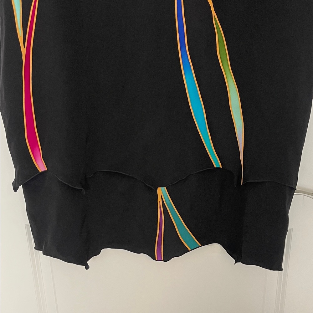 Yolanda Lorente Hand Painted 100% Silk Vintage Dress Size 2X Wearable Art - Picture 4 of 11